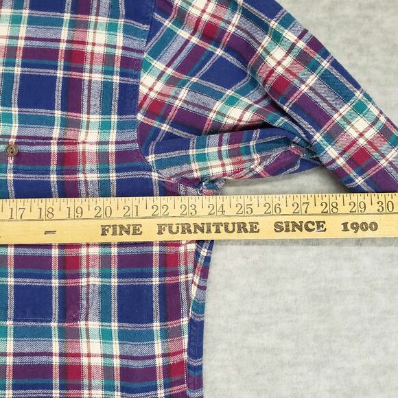 Vintage Ralph‎ Lauren Chaps Flannel Shirt Mens Large Magenta Blue Green Mens 80s - Picture 4 of 5